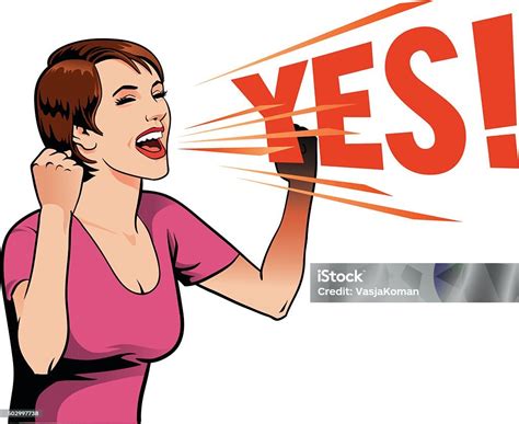 Young Woman Screaming Out Yes Stock Illustration - Download Image Now - Yes - Single Word ...