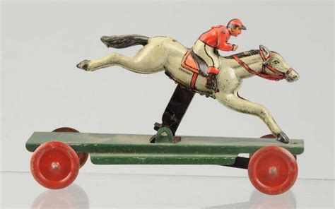 German Tin Litho Articulated Horse Penny Toy.