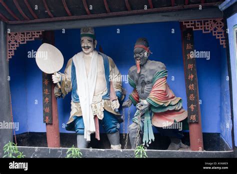 Colorful demon statues at the Ghost City of Fengdu in China Stock Photo ...