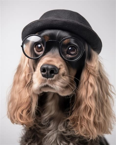 Premium AI Image | There is a dog with a hat and glasses on generative ai