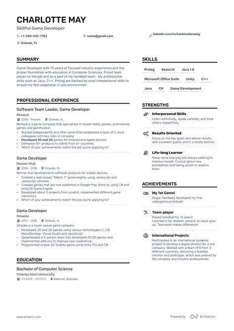 5 Game Developer Resume Examples & Guide for 2023