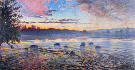 Evening at Motala River by Axel Fahlcrantz - Artvee