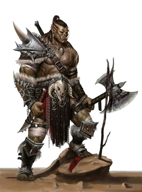 Male Orc Barbarian - Pathfinder PFRPG DND D&D d20 fantasy Heroic ...