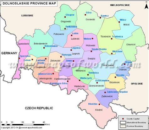 Map of Dolnoslaskie Voivodeship (in Polish: Wojewodztwa Dolnoslaskie)