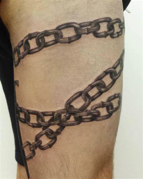 Some chain action on David's thigh done by Val Bleh Tattoo at BODKIN TATTOO… | Chain tattoo ...