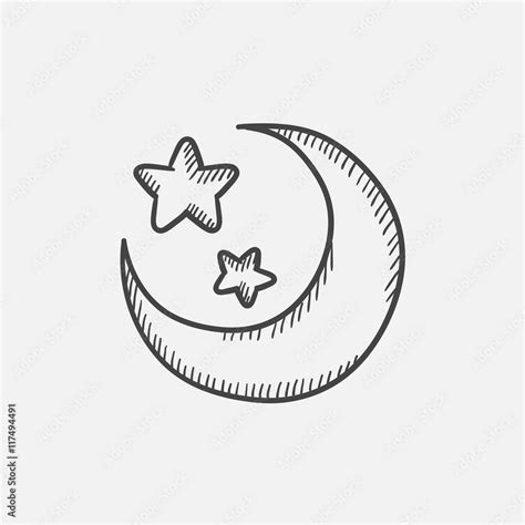 Moon and stars sketch icon. Stock Vector | Adobe Stock