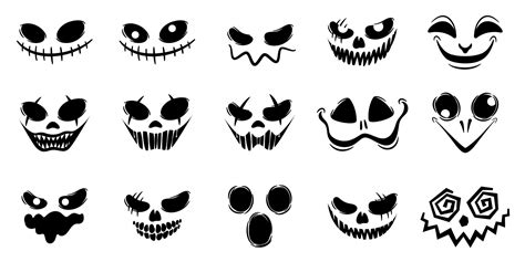 horror and scary faces halloween vector set silhouette 10513690 Vector Art at Vecteezy