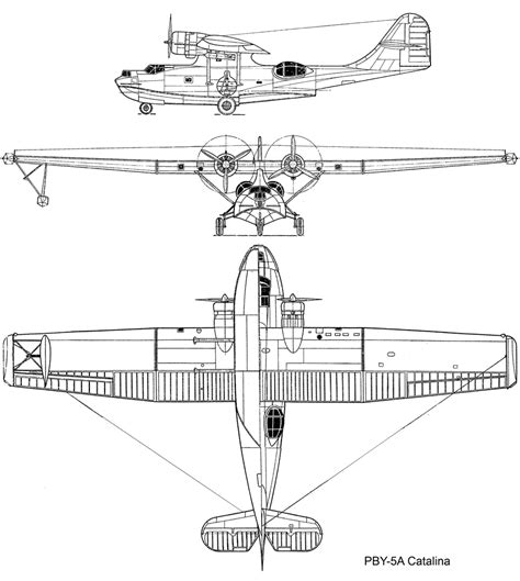 Consolidated PBY Catalina Blueprint - Download free blueprint for 3D ...