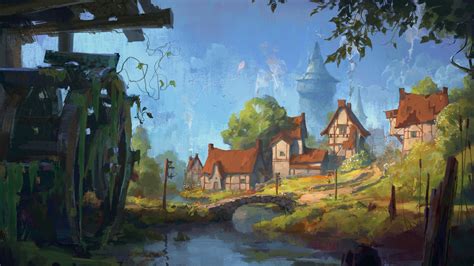 ArtStation - Summer Village, F.A. Herold | Fantasy village, Anime ...