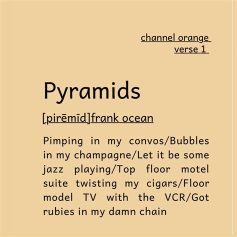 Frank Ocean Pyramids Poster Song Lyric PosterDigital | Etsy