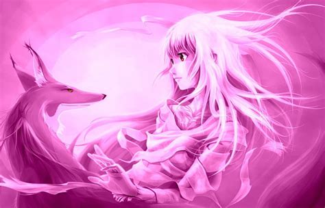 Friends, art, manga, blonde, animal, girl, fox, anime, pink, HD wallpaper | Peakpx