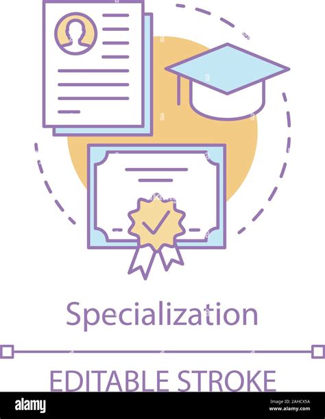 Specialization concept icon. Certificates idea thin line illustration. College, university ...