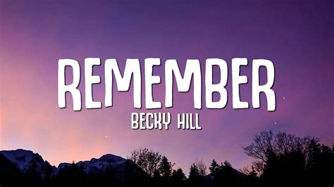 Becky Hill - Remember (Lyrics) Acoustic - YouTube