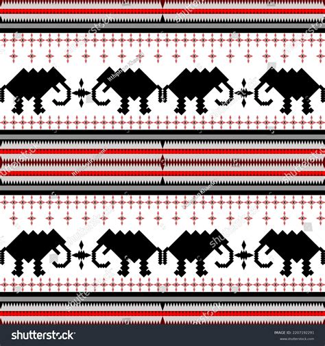 Traditional Fabric Pattern Elephant Shape Seamless Stock Vector ...