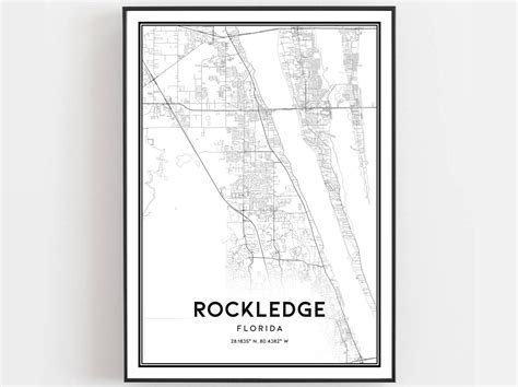 Rockledge Map Print Rockledge Map Poster Wall Art Fl City | Etsy