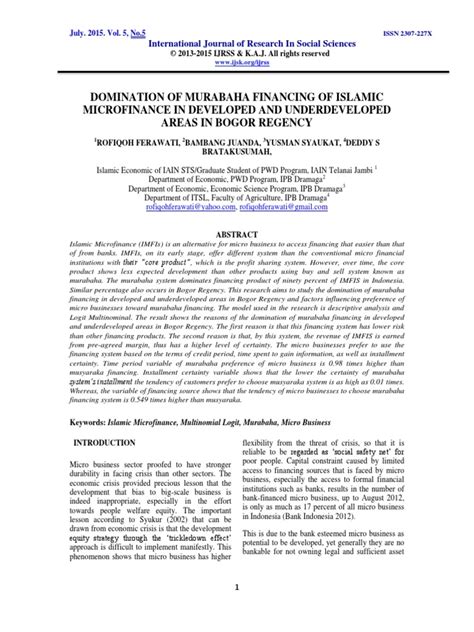 1 Murabaha Financing | PDF | Logistic Regression | Islamic Banking And Finance