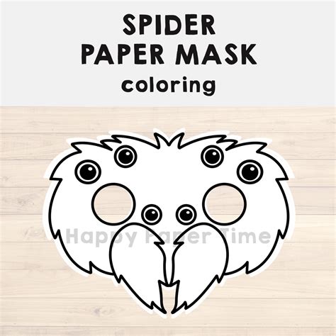 Spider Paper Mask Printable Coloring Halloween Craft Activity Template ...