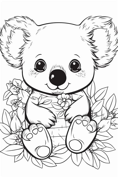 Cute and Cuddly: Baby Koala Coloring Pages for Kids - Free Printable