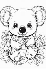 Koala Is Smiling Coloring Page Free Printable sketch template