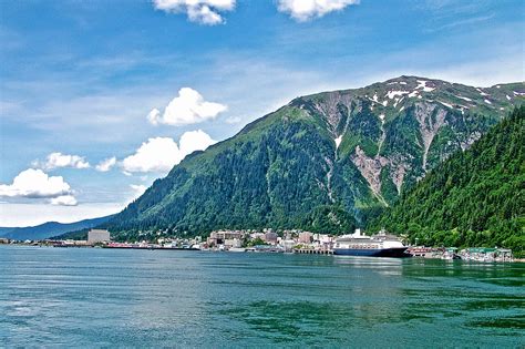 Mount Roberts and Juneau Waterfront on Inside Passage, Alaska ...