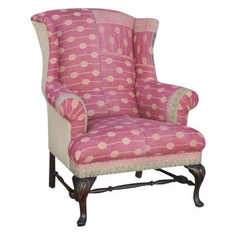 Kantha Reupholstered Wingback Chair | Chairish