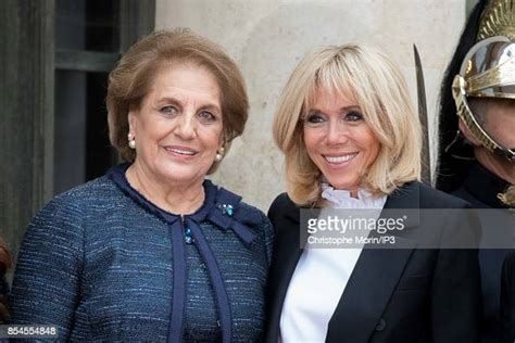 Michel Aoun's wife Nadia Al Chami and Emmanuel Macron's wife Brigitte ...