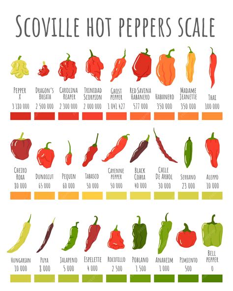 Premium Vector | Scoville hot peppers scale Hot pepper chart spicy ...