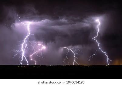 Lightning Streak Thunderstorm Cloud Night Rural Stock Photo 1940034190 | Shutterstock