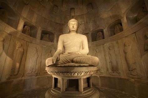 Statue of Buddha (and Attendants) inside Seokguram Grotto (8th century ...