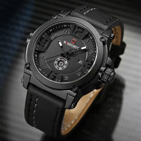 NAVIFORCE Mens Watches Top Brand Luxury Sport Quartz Watch Leather ...