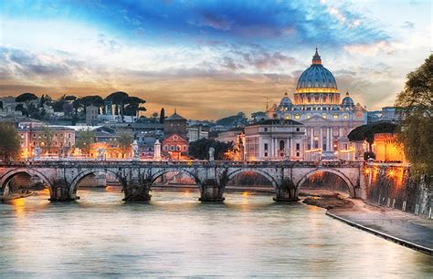 Fonds d'ecran Rome Italie Rivières Ponts Soir Villes télécharger photo