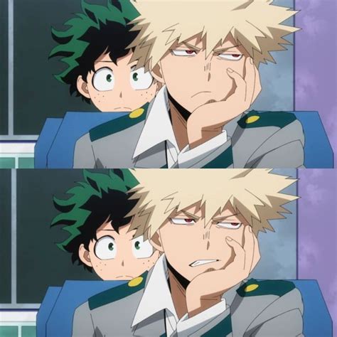 two anime characters with blonde hair and green eyes