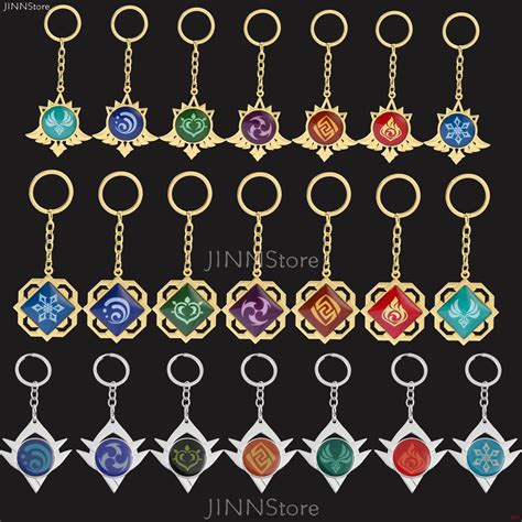 JINN Game Genshin Impact Keychain Element Vision God's Eye Inazuma ...