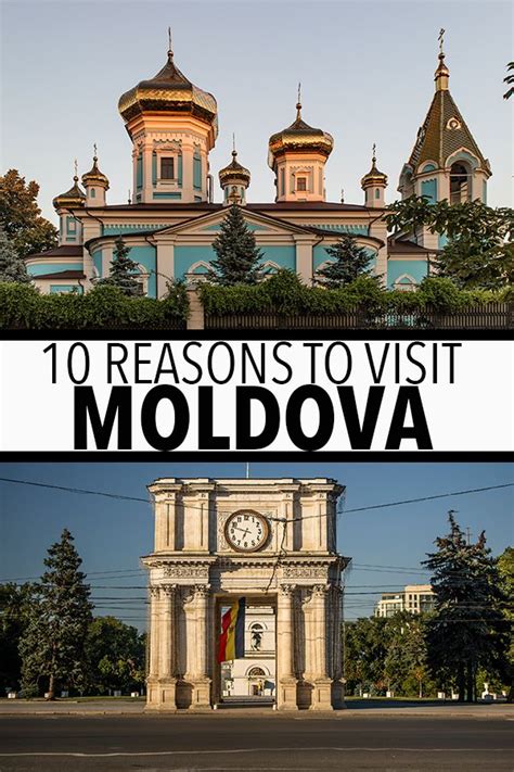 two photos with the words 10 reasons to visit moldova