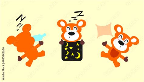 cartoon teddy bear sleeping cute and adorable Stock Vector | Adobe Stock