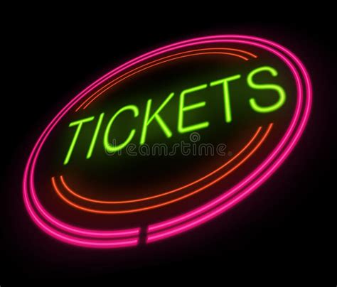 Tickets neon sign stock illustration. Illustration of theatre - 54628673