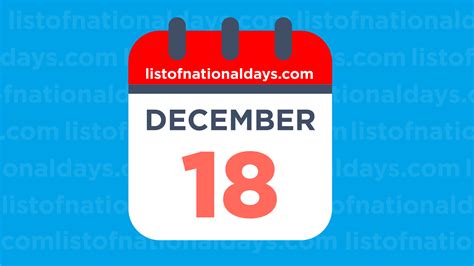 DECEMBER 18TH: National Holidays,Observances & Famous Birthdays