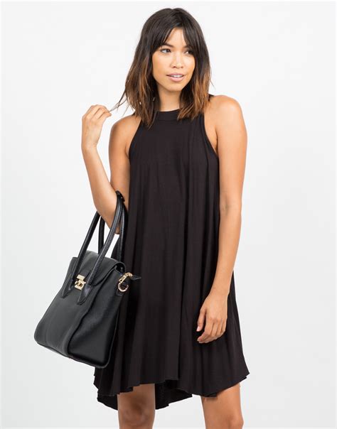 Mock Neck Rayon Dress - Little Black Dress - Day Dress – 2020AVE