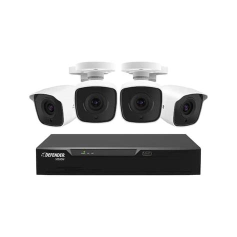 Defender Vision Ultra HD 4K (8MP) 4 Channel 1TB DVR Wired Security Camera System with Remote ...