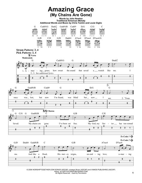 Amazing Grace (My Chains Are Gone) by Chris Tomlin - Easy Guitar Tab - Guitar Instructor