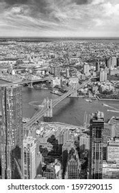 Manhattan Aerial View Bridges Brooklyn Bridge Stock Photo 1597290115 ...