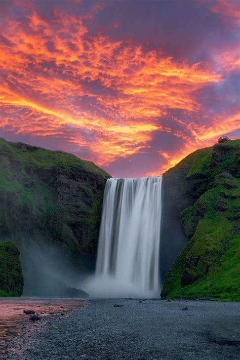 Sunrise at Skogafoss in Iceland | Sunset | Pinterest | Iceland, Sunset and Scenery