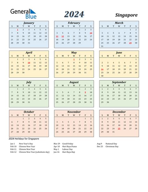 Singapore Calendar 2024 With Public Holidays - Yearly Calendar 2024