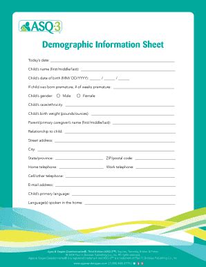 Demographic Information Sheet - Fill and Sign Printable Template Online