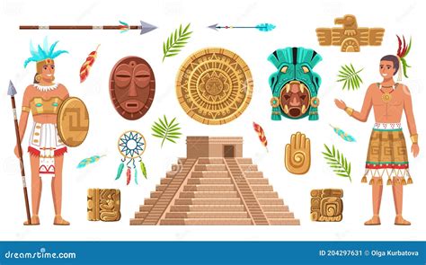 Historic Aztec, Inca Vector Symbols, Mayan Temple Pattern, Native American Culture Signs ...