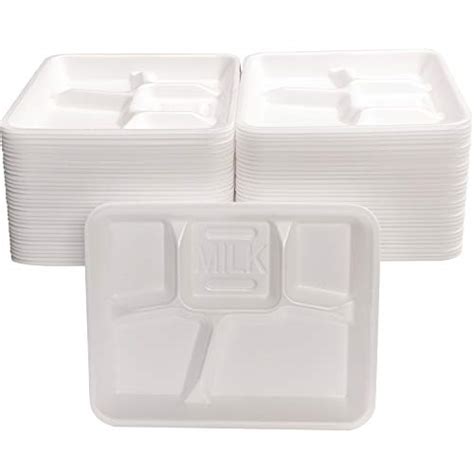 Upper Midland Products Trays Divided Plates 5 Compartments Foam 50 Pack