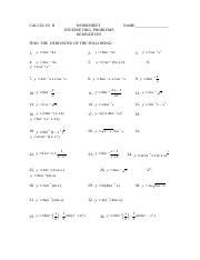 WORKSHEET INVERSE TRIG DERIVATIVES[1].doc - CALCULUS II WORKSHEET ...