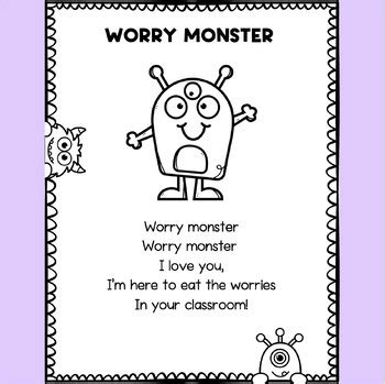 Worry Monster Poem│Classroom Management Tool│Eases Back-to-School Anxiety