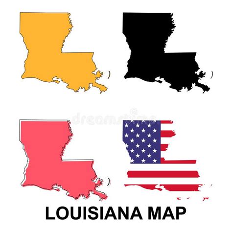 Set of Louisiana Map, United States of America. Flat Concept Icon Vector Illustration Stock ...