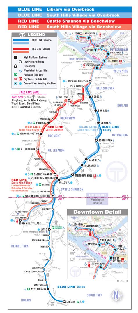 The-T: Pittsburgh metro map, United States